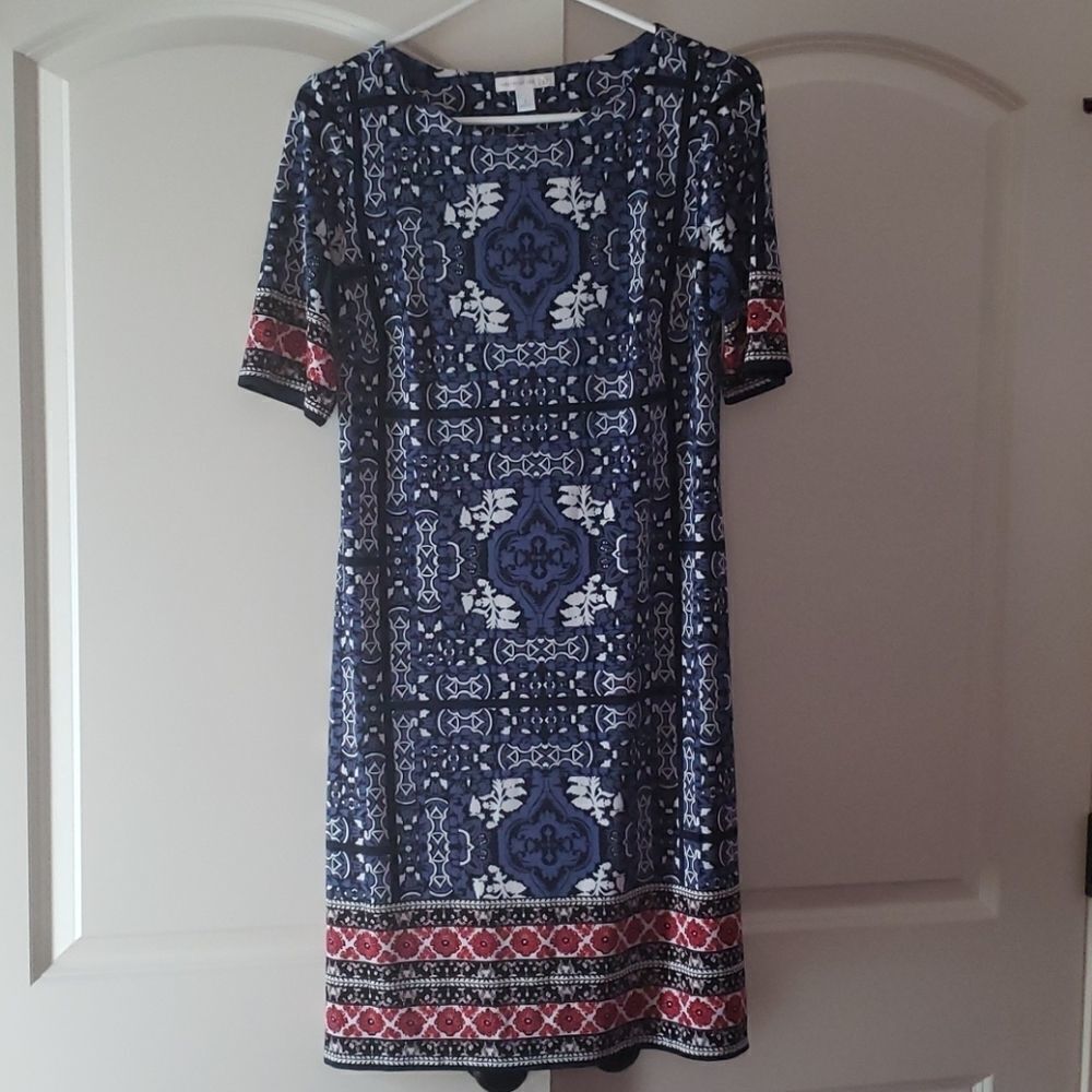 Westport 1962 Womens Blue and Red Print Pencil Straight Dress‎ Sz 4